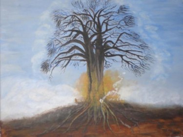 Peinture intitulée "l'arbre de feu" par Gilles Sagot, Œuvre d'art originale