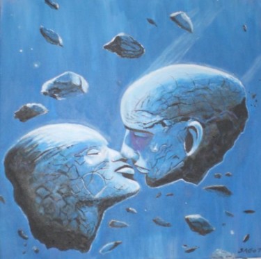 Peinture intitulée "le baiser" par Gilles Sagot, Œuvre d'art originale