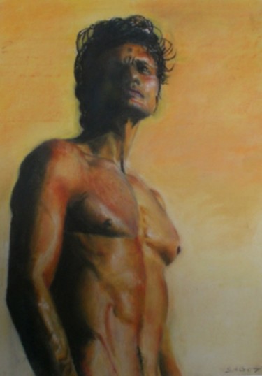Peinture intitulée "buste d'homme" par Gilles Sagot, Œuvre d'art originale