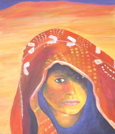 Peinture intitulée "jeune fille au voile" par Gilles Sagot, Œuvre d'art originale
