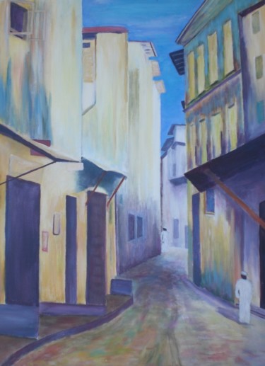 Malerei mit dem Titel "Rue marocaine" von Gilles Sagot, Original-Kunstwerk