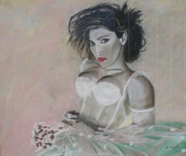 Peinture intitulée "madona" par Gilles Sagot, Œuvre d'art originale, Pastel