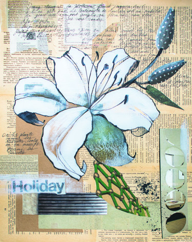 Drawing titled "White Lily" by Tatiana Krivolapova, Original Artwork, Acrylic