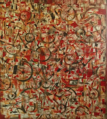 Painting titled "Ciclistas" by Sagolop, Original Artwork, Acrylic