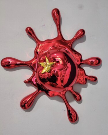 Skulptur mit dem Titel "Splat Red" von Sagrasse, Original-Kunstwerk, Harz Auf Andere starre Platte montiert