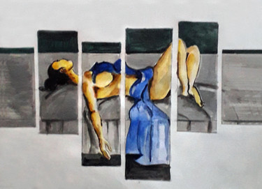 Painting titled "Snoozing Appeal" by Sahani Madihage, Original Artwork, Acrylic Mounted on Wood Stretcher frame