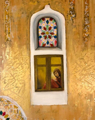 Painting titled "Longing" by Sahar Hasan Al-Louthai, Original Artwork, Acrylic Mounted on Wood Panel