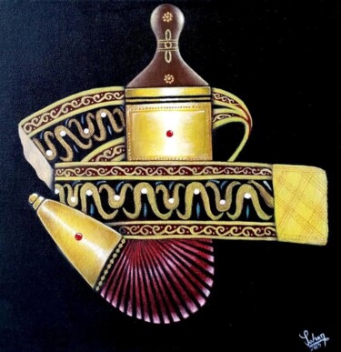 Painting titled "Djambia" by Sahar Hasan Al-Louthai, Original Artwork, Acrylic