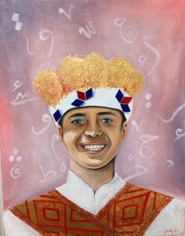 Painting titled "A groom from a vill…" by Sahar Hasan Al-Louthai, Original Artwork, Oil