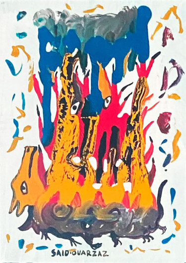 Malarstwo zatytułowany „"Méchoui"” autorstwa Said Ouarzaz, Oryginalna praca, Akryl Zamontowany na Karton