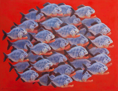 Картина под названием "Flock" - Саид Шамирбаев, Подлинное произведение искусства, Масло Установлен на Деревянная рама для но…