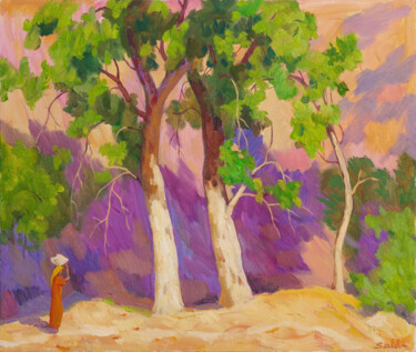 Malerei mit dem Titel "Trees of Sukok" von Said Shamirbaev, Original-Kunstwerk, Öl