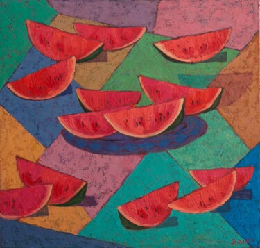 Ζωγραφική με τίτλο "Watermelon 2" από Саид Шамирбаев, Αυθεντικά έργα τέχνης, Λάδι