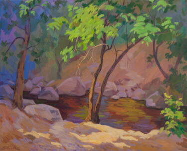 Painting titled "Oq-tosh spring" by Said Shamirbaev, Original Artwork, Oil