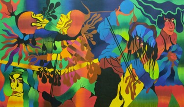 Malerei mit dem Titel "Tanzen" von Said Tiraei, Original-Kunstwerk, Öl