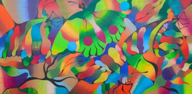 Malerei mit dem Titel "Die Schmetterlinge" von Said Tiraei, Original-Kunstwerk, Öl
