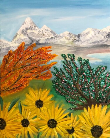 Peinture intitulée "Les saisons" par Saïda Lachhab, Œuvre d'art originale, Huile
