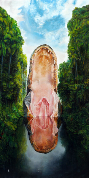 The Guardian Alligator Peinture intitulée "The Guardian Alliga…" par Sailev, Œuvre d'art originale, Huile