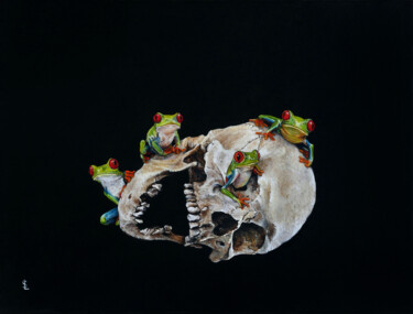 "Agalychnis callidry…" başlıklı Tablo Sailev tarafından, Orijinal sanat, Petrol Ahşap Sedye çerçevesi üzerine monte edilmiş