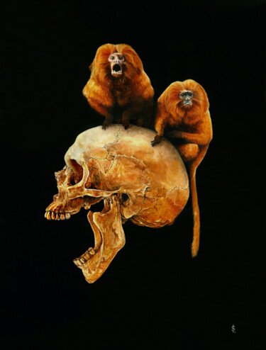 Painting titled "Leontopithecus rosa…" by Sailev, Original Artwork, Oil Mounted on Wood Stretcher frame