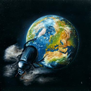 Printmaking titled "Cosmic Dung Beetle…" by Sailev, Original Artwork, Digital Print