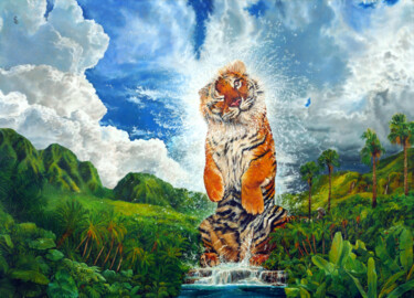 Impressões e gravuras intitulada "The Watering Tiger…" por Sailev, Obras de arte originais, Impressão digital