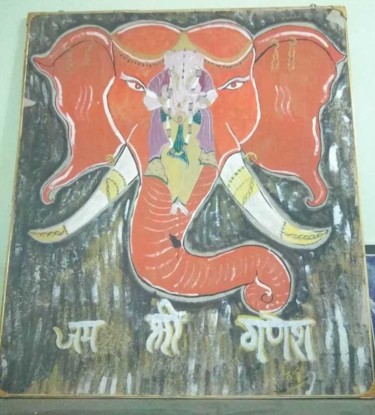 Peinture intitulée "lord Ganesha Canvas…" par Tarun Kumar Saini Saini Family, Œuvre d'art originale, Huile