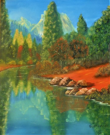 Peinture intitulée "couleur d'automne-m…" par Jean-Yves Saint Lezer, Œuvre d'art originale, Huile