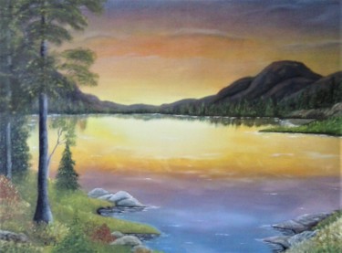 coucher de soleil. Peinture intitulée "coucher de soleil." par Jean-Yves Saint Lezer, Œuvre d'art originale, Huile