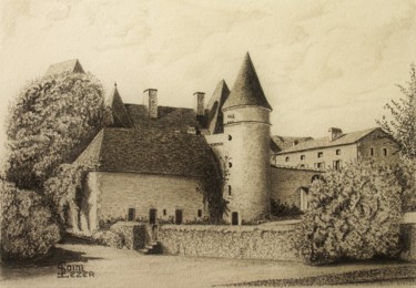 Château de la BOURLIE Drawing titled "Château de la BOURL…" by Jean-Yves Saint Lezer, Original Art, Pencil