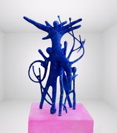 Sculptuur getiteld "Angel blue" door Cyrille Saintange, Origineel Kunstwerk, Hars