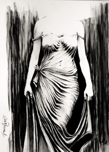 Peinture intitulée "La femme au drapé" par Saintcence, Œuvre d'art originale, Aquarelle