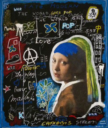 Peinture intitulée "Jeune Fille à la Pe…" par Sainte Fauste, Œuvre d'art originale, Acrylique