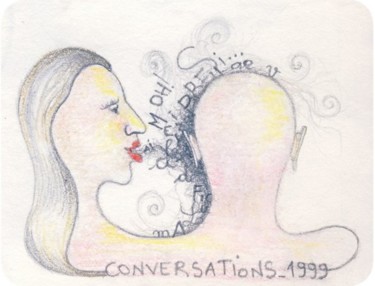 Dessin intitulée "Etude sur Conversat…" par Sak, Œuvre d'art originale