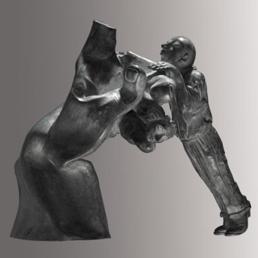 Sculpture titled "Main Tordue" by Sak, Original Artwork, Bronze