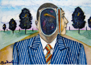 Pintura titulada "autoretrato com uni…" por Alex Sakai, Obra de arte original