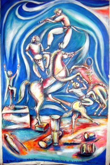 Painting titled "Fantasia de un circo" by Vicente Fabre, Original Artwork, Oil