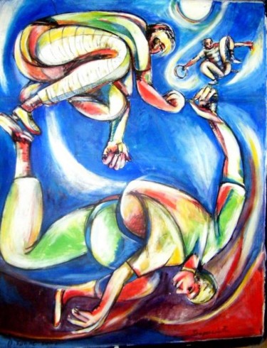 Painting titled "Acrobatas" by Vicente Fabre, Original Artwork, Oil
