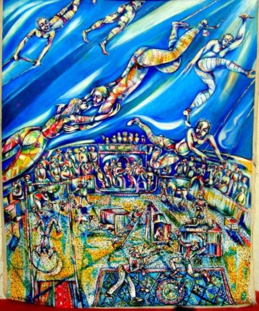 Painting titled "El Circo" by Vicente Fabre, Original Artwork, Oil