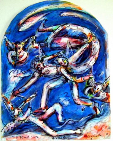 Painting titled "Acrobacias 5" by Vicente Fabre, Original Artwork, Oil