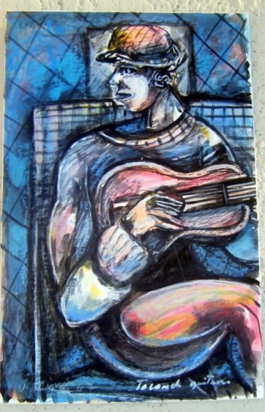 Painting titled "Guitarrista" by Vicente Fabre, Original Artwork, Oil