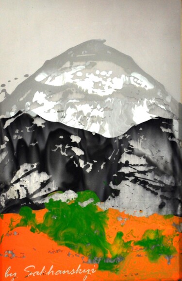 Картина под названием "Black mountain № 61…" - Evgenyi Sakhanskyi, Подлинное произведение искусства, Эмаль