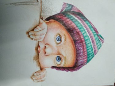 Drawing titled "Beautiful baby" by Wei Lai Hamei Sii, Original Artwork, Pencil