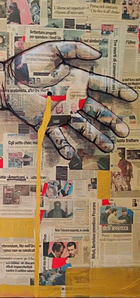 Collages titulada "La crocefissione 2/2" por Sal Picascia, Obra de arte original, Témpera