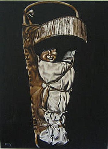 Картина под названием "AMERICAN INDIAN BAB…" - Thomas Peterson, Подлинное произведение искусства