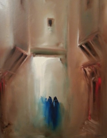 Peinture intitulée "Ruelle de Fes" par Salah Chaoui, Œuvre d'art originale, Huile