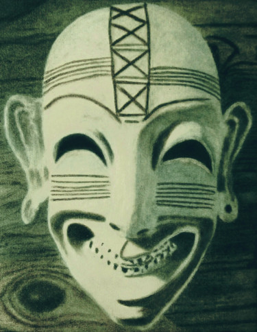Peinture intitulée "Phoenecian Mask Aga…" par Salah El Moncef, Œuvre d'art originale, Huile