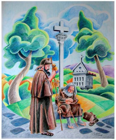 Painting titled "Pilgrims" by Armando Salas, Original Artwork