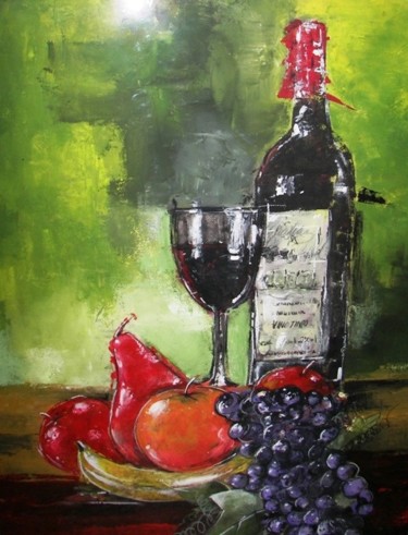 Pintura titulada "Oda al vino" por Fernando Saldaña  Córdova, Obra de arte original, Oleo