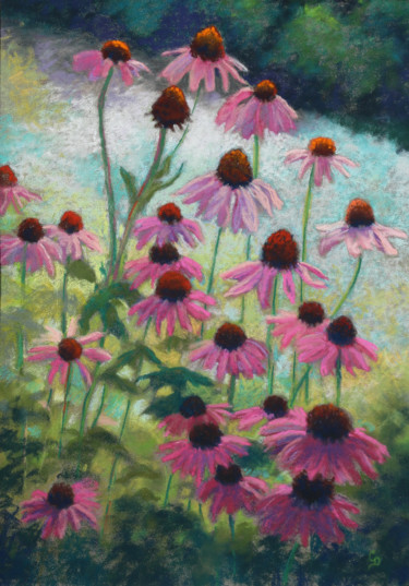 Ζωγραφική με τίτλο "Echinacea (Cone Flo…" από Chris Derrick, Αυθεντικά έργα τέχνης, Παστέλ